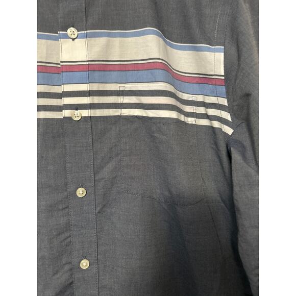 Van Heusen Slim Fit Shirt Men’s M Gray Long Sleeve Button Front Stripe Casual - Picture 3 of 10